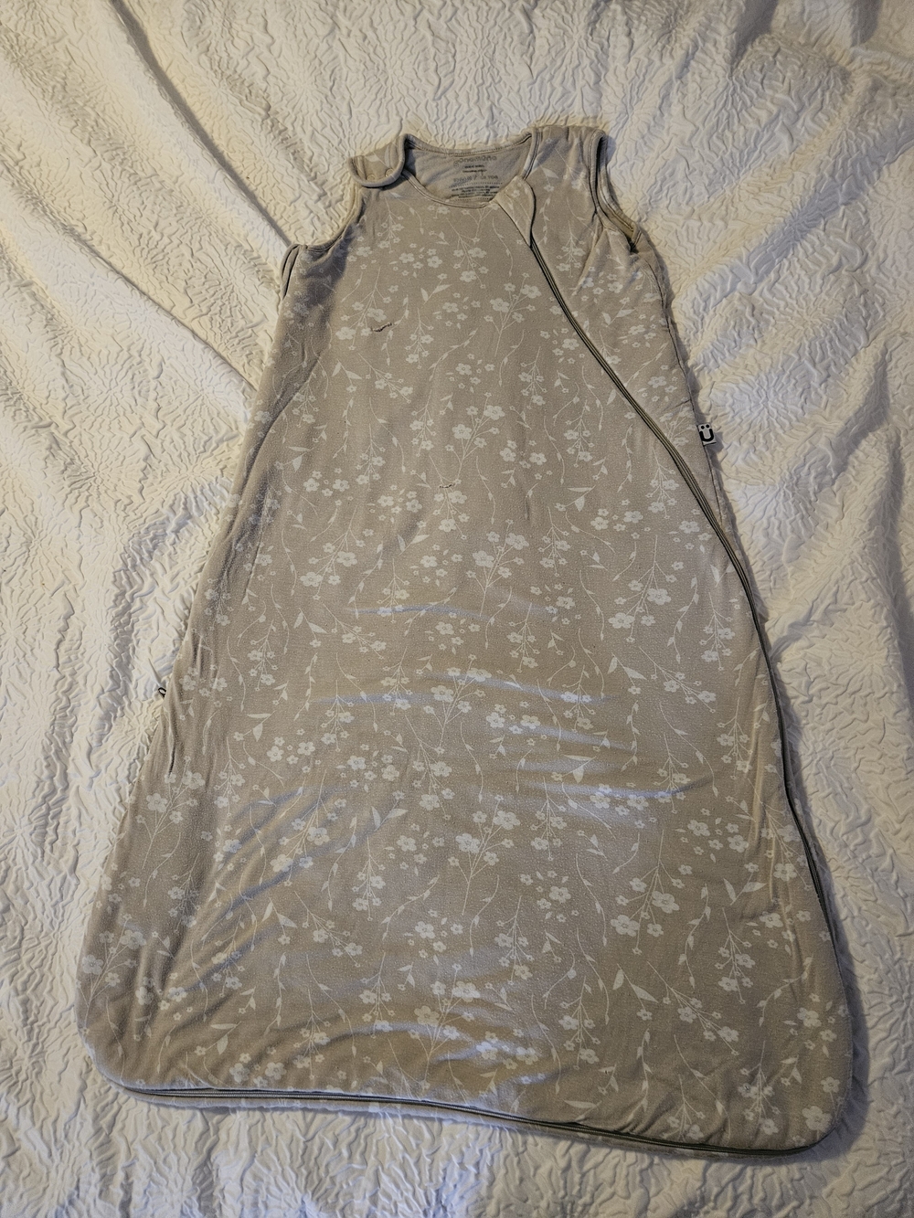Sleeveless Beige Floral Sleep Sack for Kids